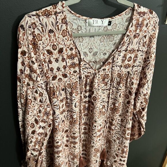 FRAY Boho Long Sleeve Dress Size Small - Picture 4 of 17